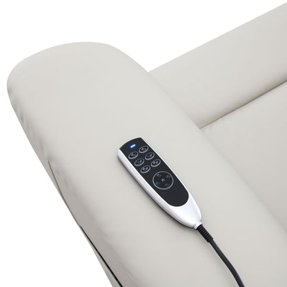 HSI: Marsha - Silicone Synthetic Leather Power Motion Recliner With Lift Heating Massage Chair - Light Gray