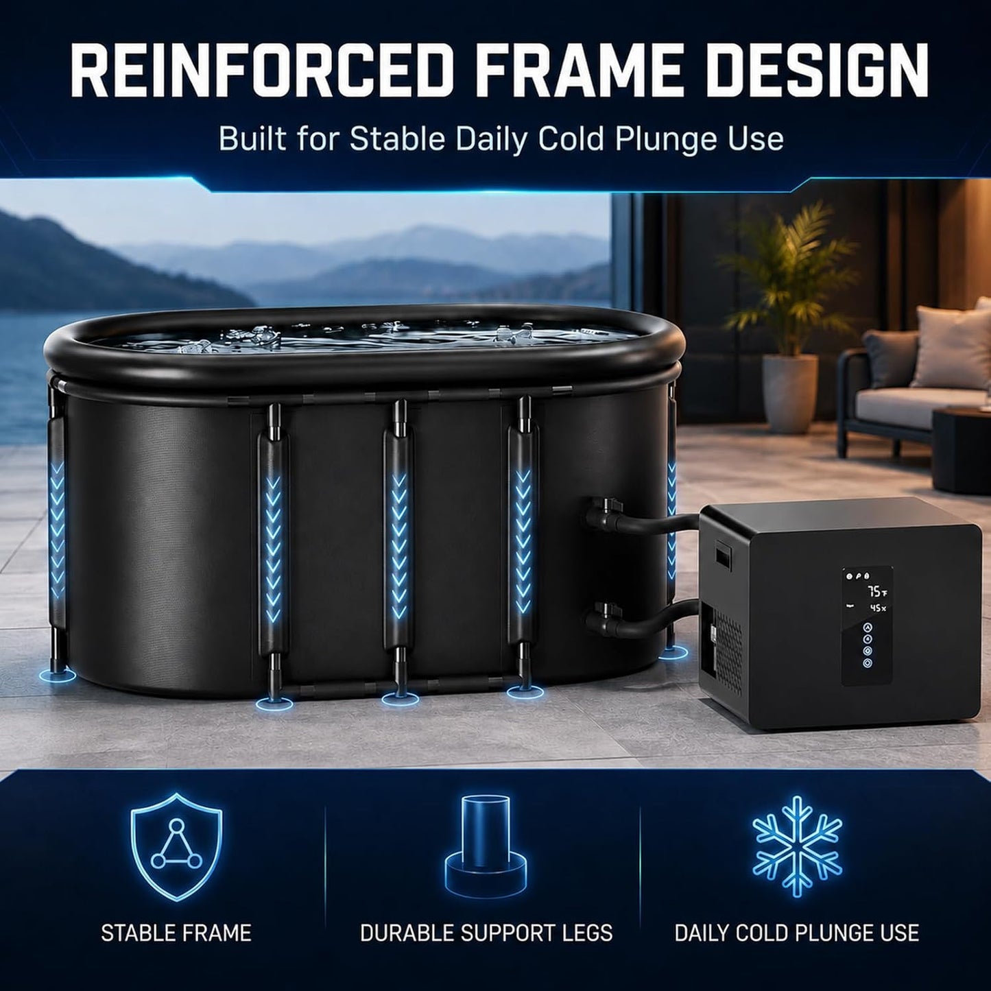 1/3HP Ice Bath Chiller & 148Gal Cold Plunge Tub Bundle | Cold Plunge Chiller with Built-In Pump & Filter, Insulated Ice Bath Tub for Cold Therapy, Recovery, Muscle Relaxation