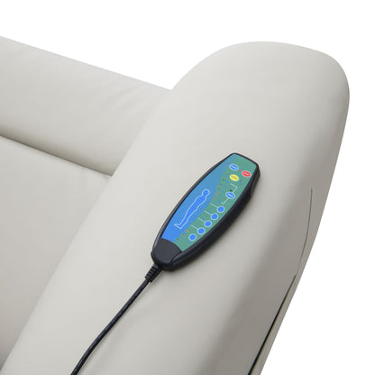 HSI: Marsha - Silicone Synthetic Leather Power Motion Recliner With Lift Heating Massage Chair - Light Gray