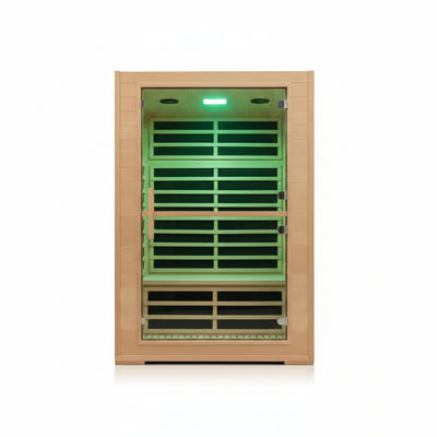 2 Person Far Infrared Sauna with Smart APP Control, 2000W Low EMF Wooden Infrared Sauna Room for Home, 8 Carbon Mica Heating Panels Wellness Sauna, Canadian Hemlock Indoor Spa for Home Relaxation