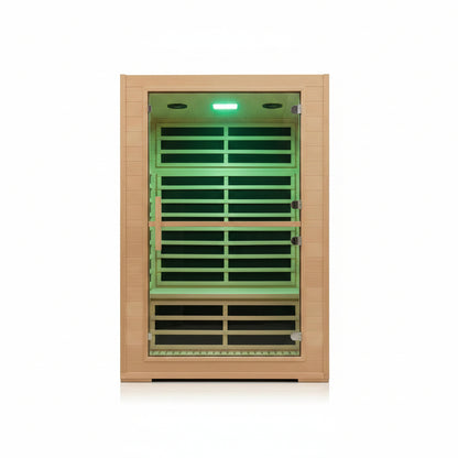 2 Person Far Infrared Sauna with Smart APP Control, 2000W Low EMF Wooden Infrared Sauna Room for Home, 8 Carbon Mica Heating Panels Wellness Sauna, Canadian Hemlock Indoor Spa for Home Relaxation