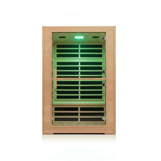 2 Person Far Infrared Sauna with Smart APP Control, 2000W Low EMF Wooden Infrared Sauna Room for Home, 8 Carbon Mica Heating Panels Wellness Sauna, Canadian Hemlock Indoor Spa for Home Relaxation
