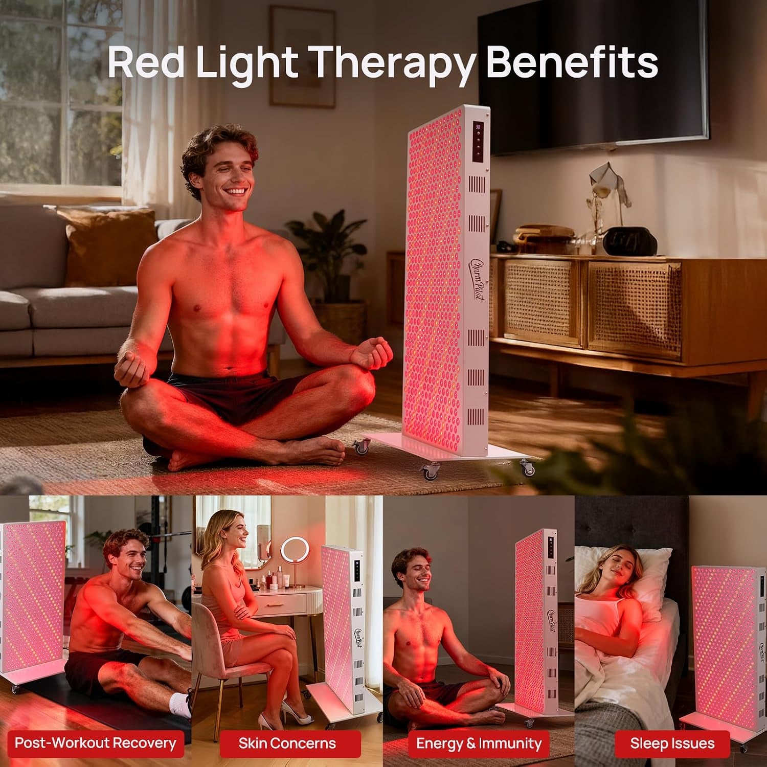 Red Light Therapy Panel for Body, 7 Wavelengths (630, 660, 780, 810, 850, 940, 1060 Nm), 580Leds, Near‑Infrared Light Wellness Device with Adjustable Intensity, Home Use