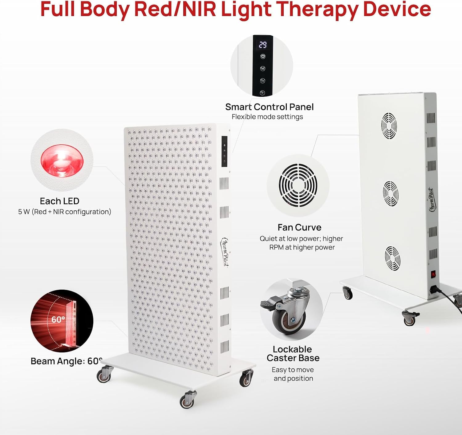 Red Light Therapy Panel for Body, 7 Wavelengths (630, 660, 780, 810, 850, 940, 1060 Nm), 580Leds, Near‑Infrared Light Wellness Device with Adjustable Intensity, Home Use