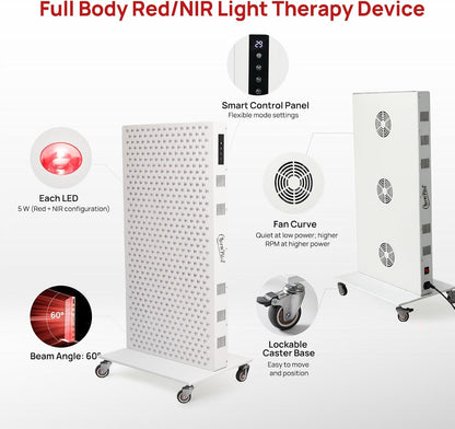 Red Light Therapy Panel for Body, 7 Wavelengths (630, 660, 780, 810, 850, 940, 1060 Nm), 580Leds, Near‑Infrared Light Wellness Device with Adjustable Intensity, Home Use