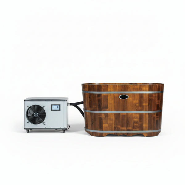 WOODBRIDGE 54" Indoor Cold Plunge Tub W/ 1.3 HP White Chiller – Rapid Cooling & Heating, Ozone Sanitation, Filter Circulation System, Wifi-Enabled & Remote Control via APP, Insulated Tub Cover