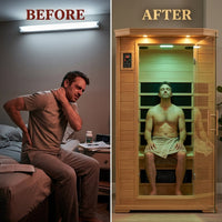 Coronado 2-Person Hemlock Deluxe Infrared Sauna with 6 Carbon Heaters — Before & After