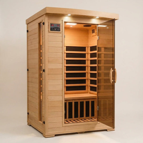 Coronado 2-Person Hemlock Deluxe Infrared Sauna with 6 Carbon Heaters — Studio Shot
