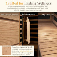 Coronado 2-Person Hemlock Deluxe Infrared Sauna with 6 Carbon Heaters