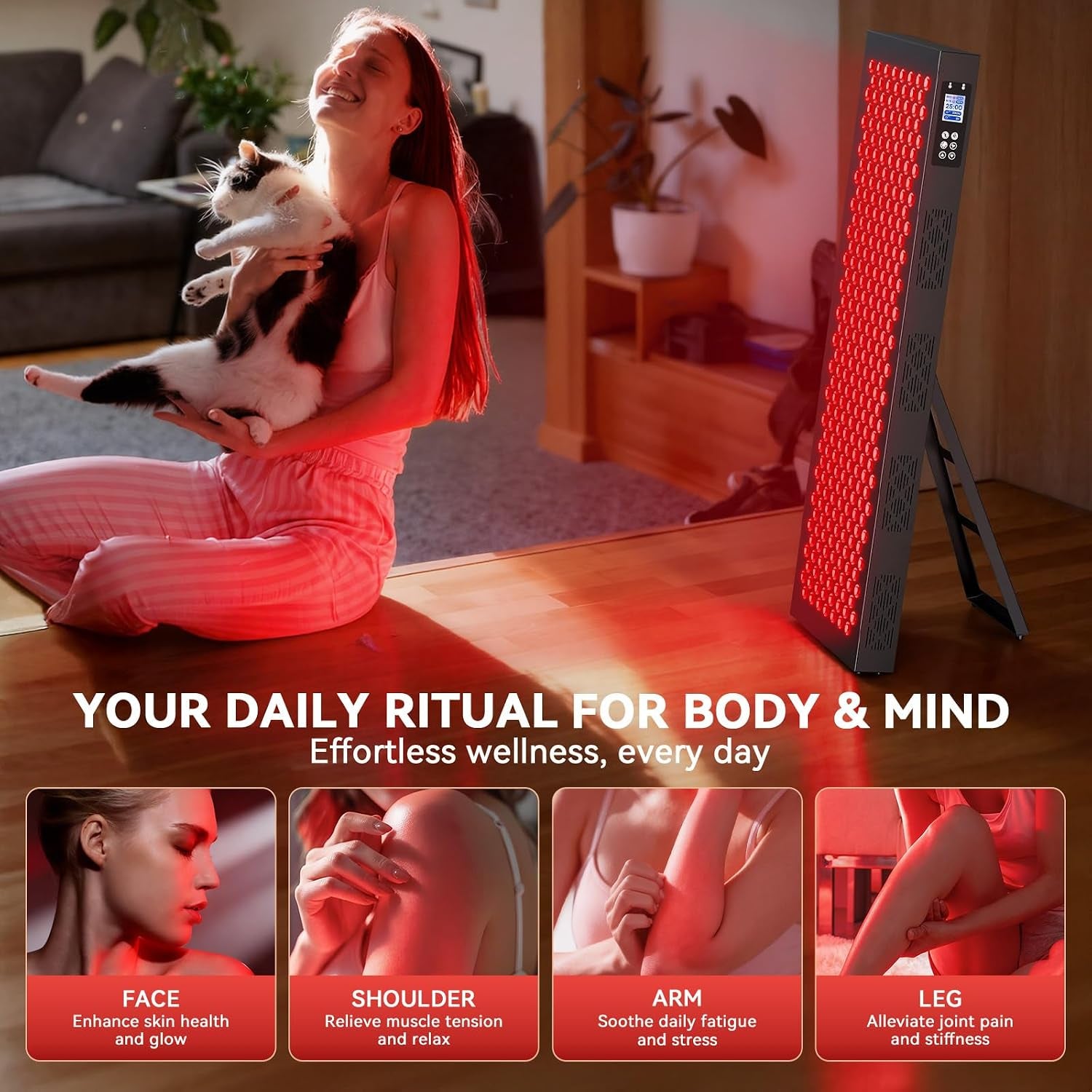 Red Light Therapy Box, 5In1 LED with 630-660-810-830-850, Metal Case, 3 Modes Red Light Panel with Soft Belt, 6 Timing Set - 9 Pulse Modes - 4-Level - Red Light Therapy Panel for Body