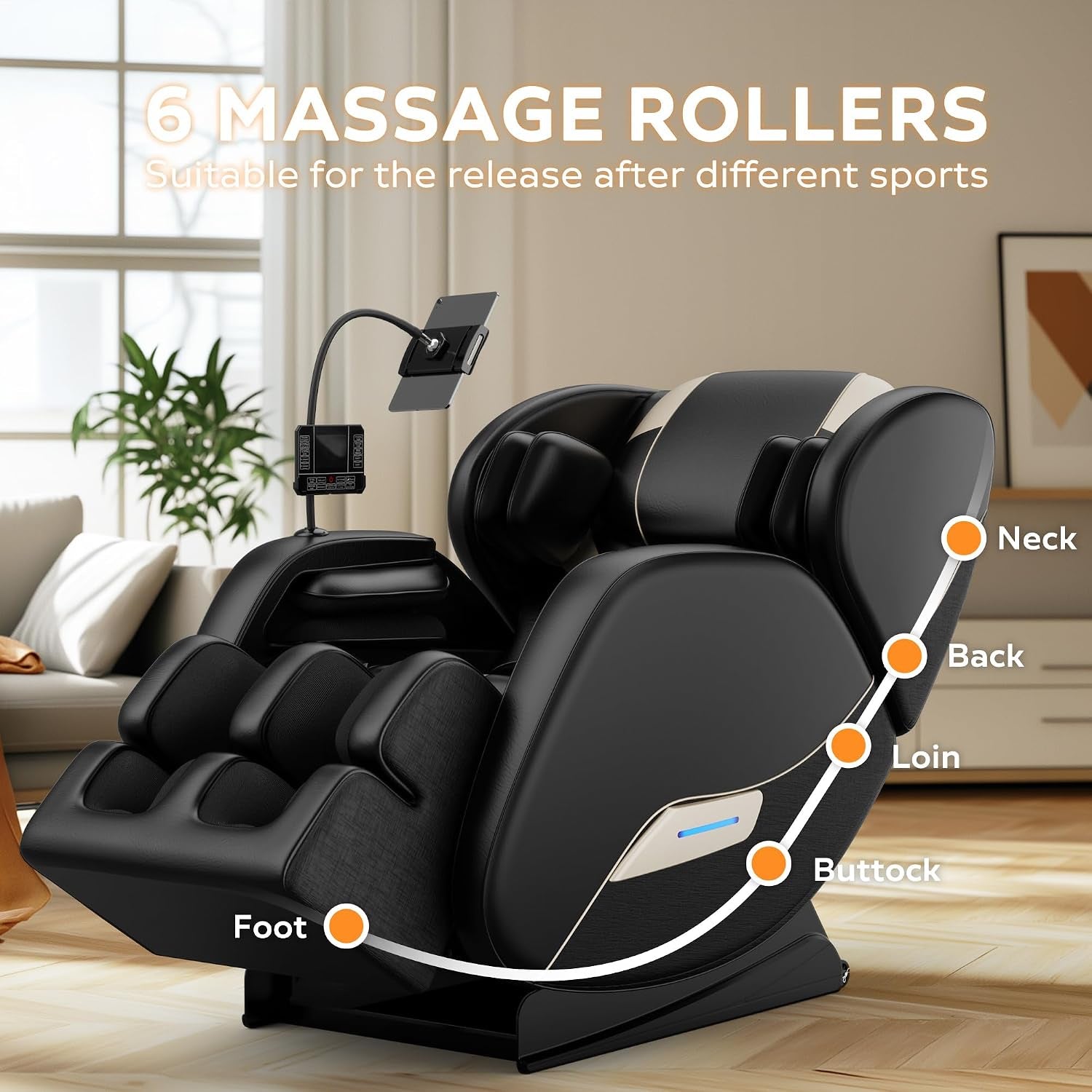 2026 Massage Chair Full Body, Zero Gravity Sl-Track Shiatsu Massage Recliner Chair with Body Scan, 6 Fix Point Rollers,Airbags,Deep Yoga Stretch, Heating Function | Body Scan, 6 Fix Point Rollers, Airbags, Deep Yoga Stretch, Heating Function