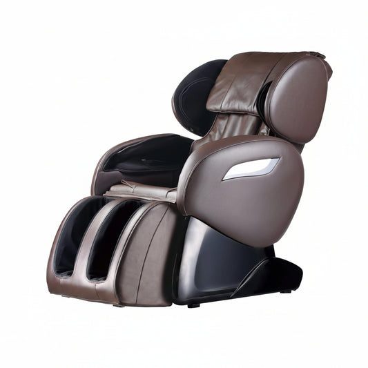 Massage Chair,Zero Gravity Full Body Electric Shiatsu Massage Chair Recliner with Built-In Heat Therapy Foot Roller Air Massage System Stretch Vibrating Wireless Bluetooth Speaker (Brown)